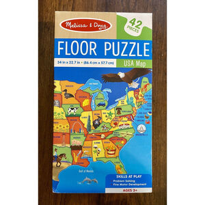 Melissa & Doug 42 Large Piece USA Map Floor Puzzle Ages 3+ 34" x 22.7"